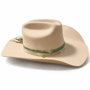 Tan Western Cowgirl Hat Stampede Size L 22.5” Tall Crown *SEE DESCRIPTION*